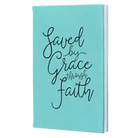 Saved By Grace Through Faith Script Leatherette Hardcover Journal