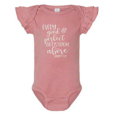 Every Good And Perfect Gift Ruffled Onesie
