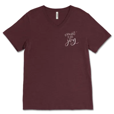 Count It All Joy Left Chest V-Neck Tee