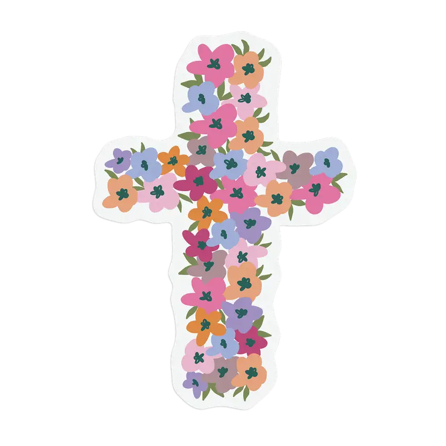 Floral Cross Sticker #2