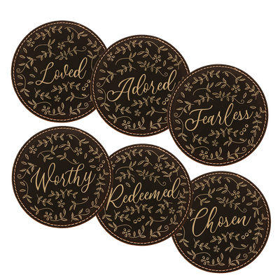 Floral Words Coaster Set of 6