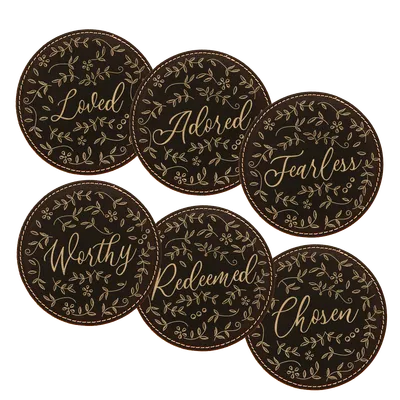 Floral Words Coaster Set of 6