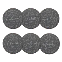 Floral Words Slate Coaster Set of 6
