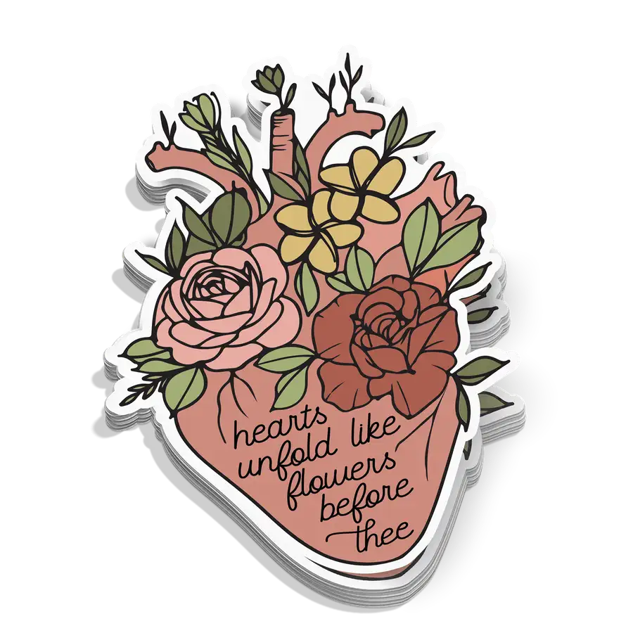 Hearts Unfold Like Flowers Sticker