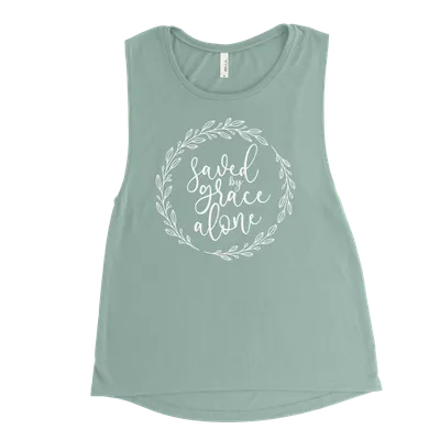 Saved By Grace Alone Wreath Muscle Tank