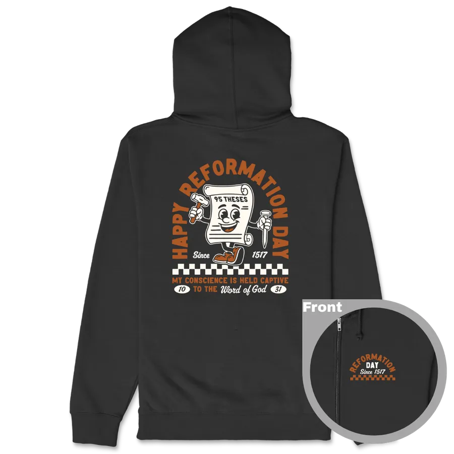 Happy Reformation (Black) Zipper Hoodie