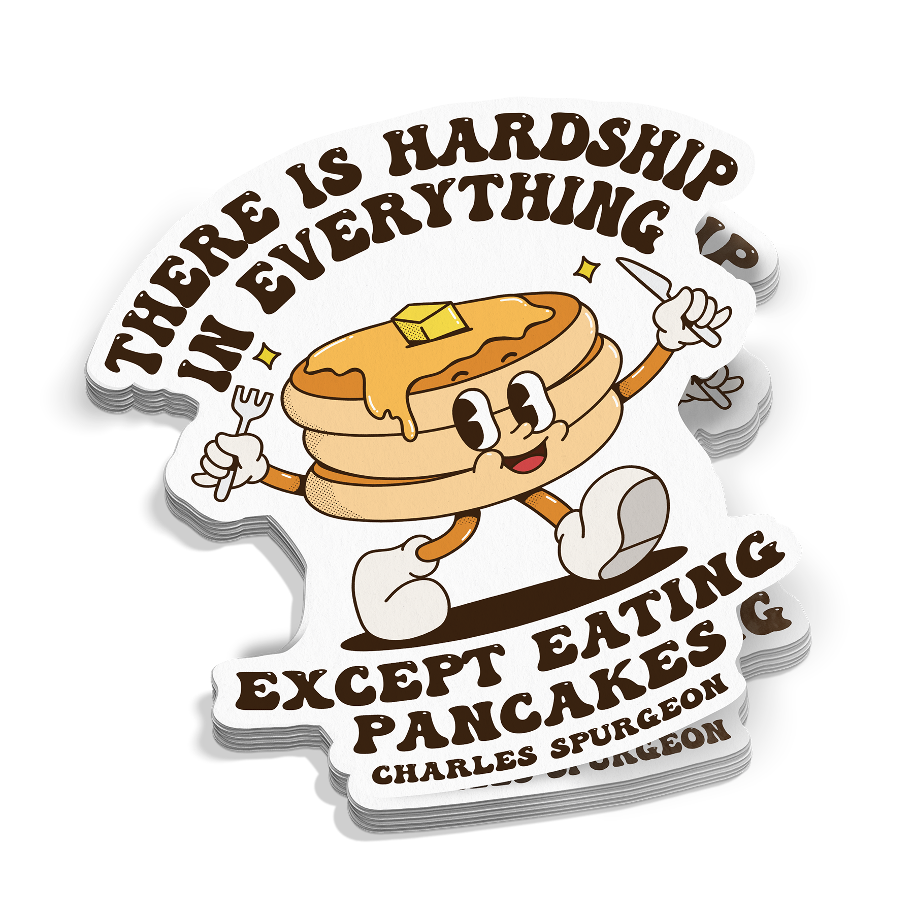 Eating Pancakes Retro Sticker